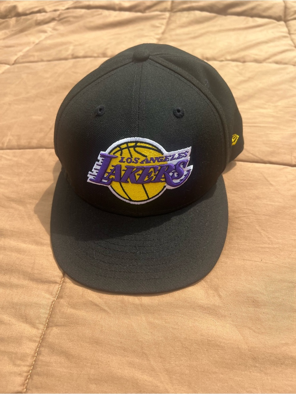 New Era Los Angeles Lakers Black Purple & Gold Logo Fitted Hat Size 7.5